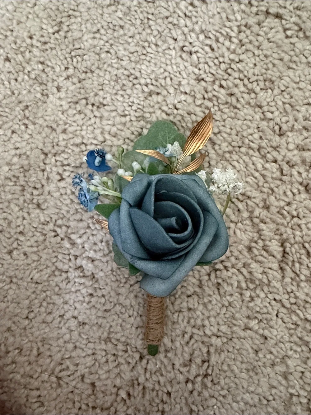 Dusty Blue Rose Boutonnieres - Set of 6